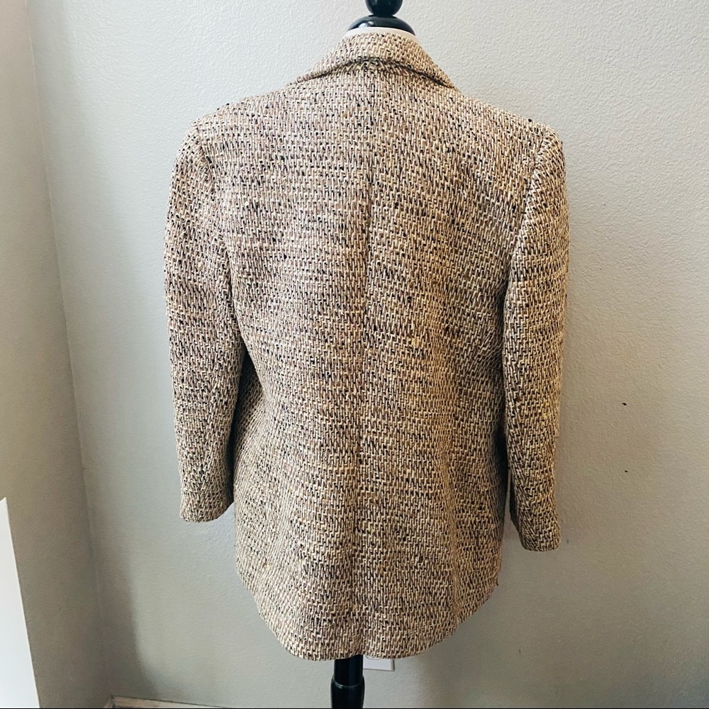 EMIL RUTENBERG vintage tan handwoven silk one button oversized blazer jacket M - Picture 2 of 13